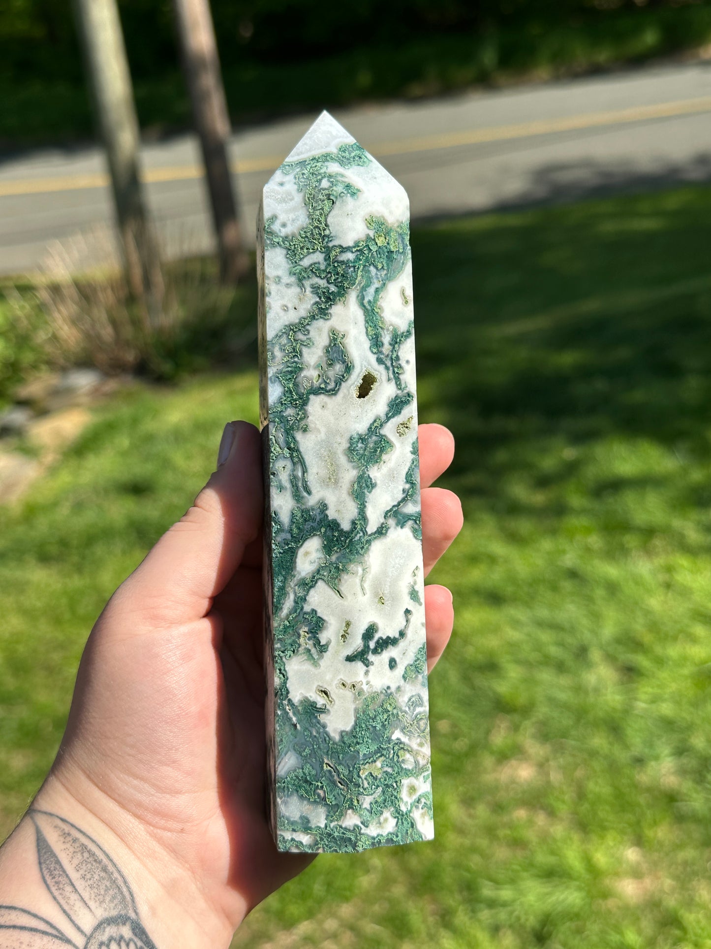 XL Moss Agate Tower Crystal