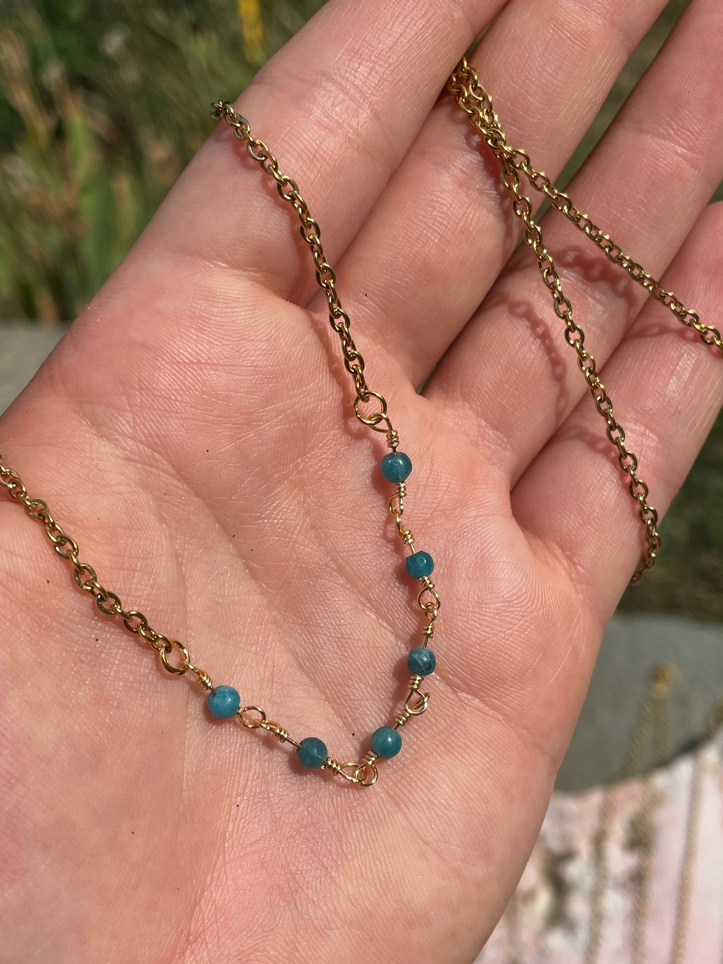 Gold Crystal Bead Necklace