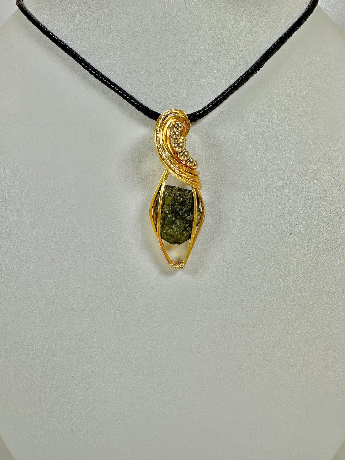 Gold Moldavite Pendant