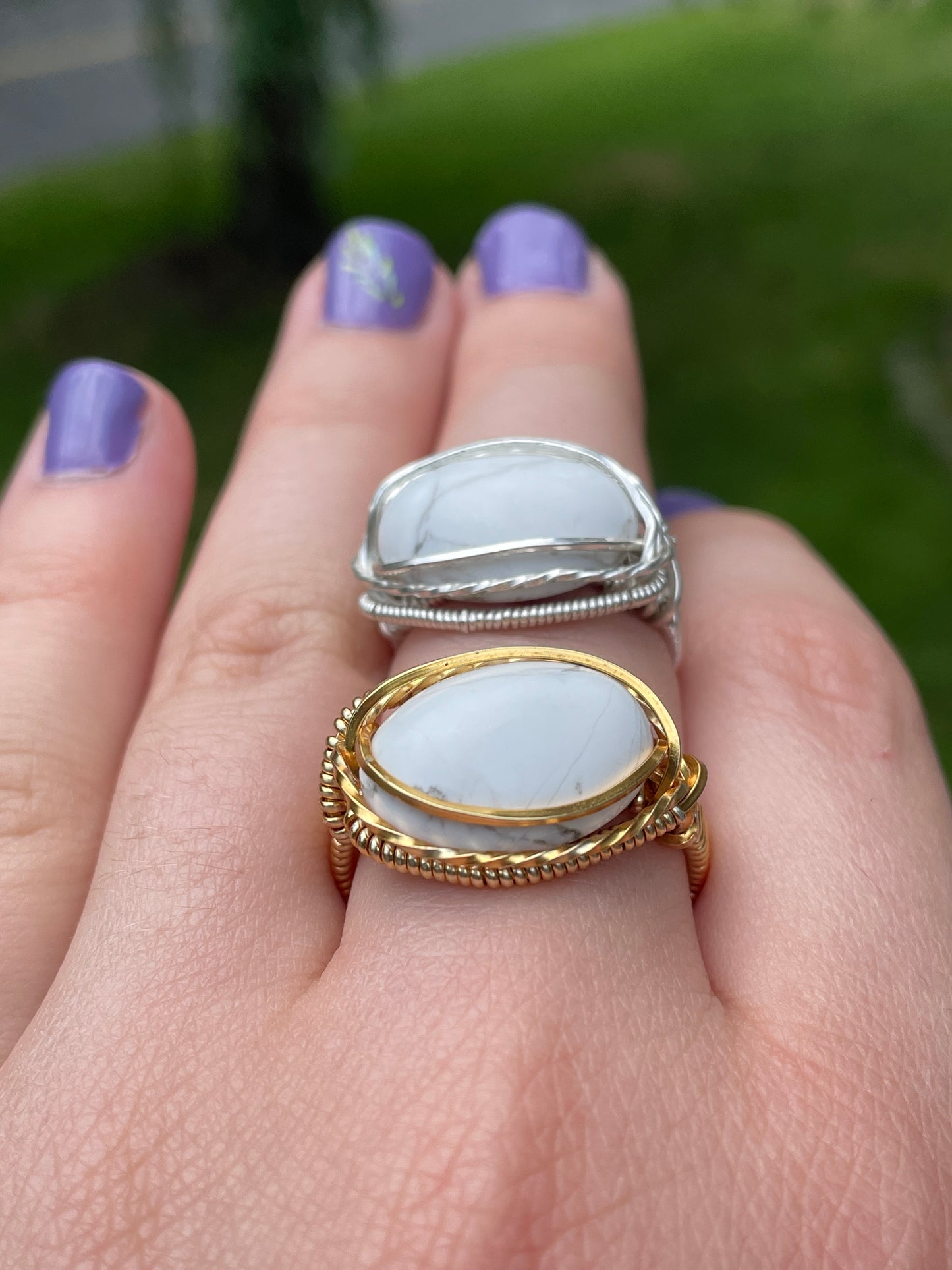 LARGE Spiral Wrapped Crystal Rings